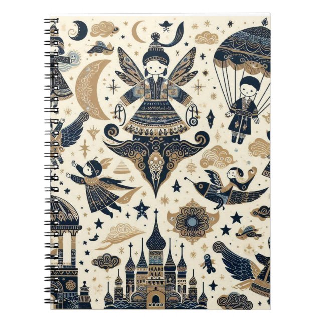 Oriental Dreams Notebook: Culture, Moons & Parachu Notebook (Front)