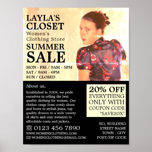 Oriental Dress Womens Clothing Store Advertising Poster