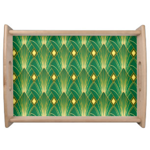 Oriental Elegance: Art Deco Wallpaper Serving Tray