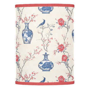 Oriental Elegance: Blue Porcelain and Blossoms Lamp Shade