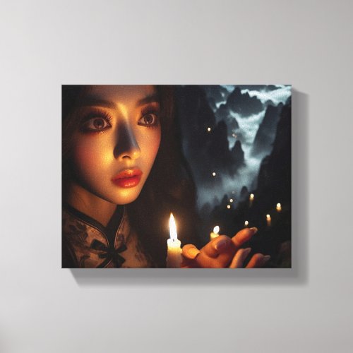 Oriental Elegance Canvas _ Chinese Lantern Maiden