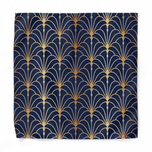 Oriental Elegance: Golden Fan Pattern Bandana