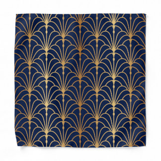 Oriental Elegance: Golden Fan Pattern Bandana