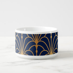 Oriental Elegance: Golden Fan Pattern Bowl