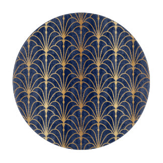 Oriental Elegance: Golden Fan Pattern Cutting Board