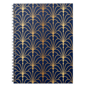 Oriental Elegance: Golden Fan Pattern Notebook