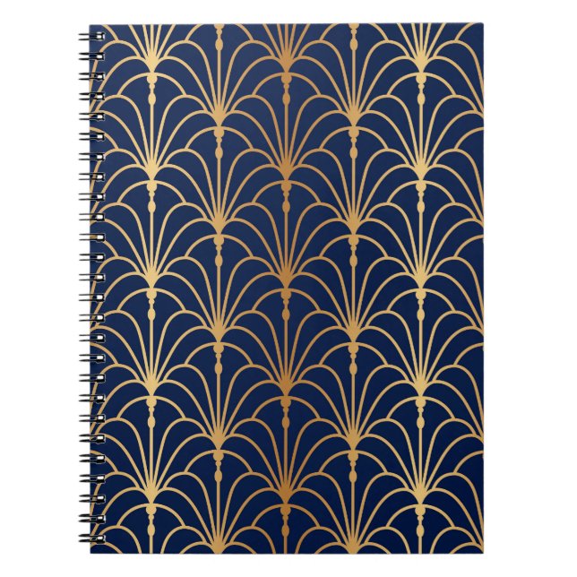 Oriental Elegance: Golden Fan Pattern Notebook (Front)
