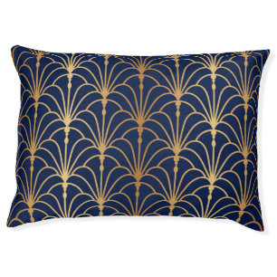 Oriental Elegance: Golden Fan Pattern Pet Bed
