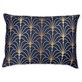 Oriental Elegance: Golden Fan Pattern Pet Bed