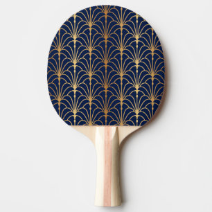 Oriental Elegance: Golden Fan Pattern Ping Pong Paddle