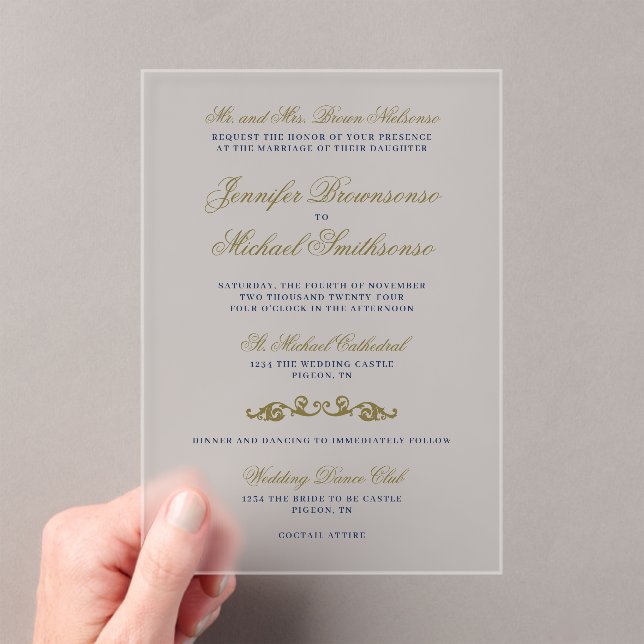 Oriental Elegance Wedding Invitation Gold Navy (Insitu (Handheld))