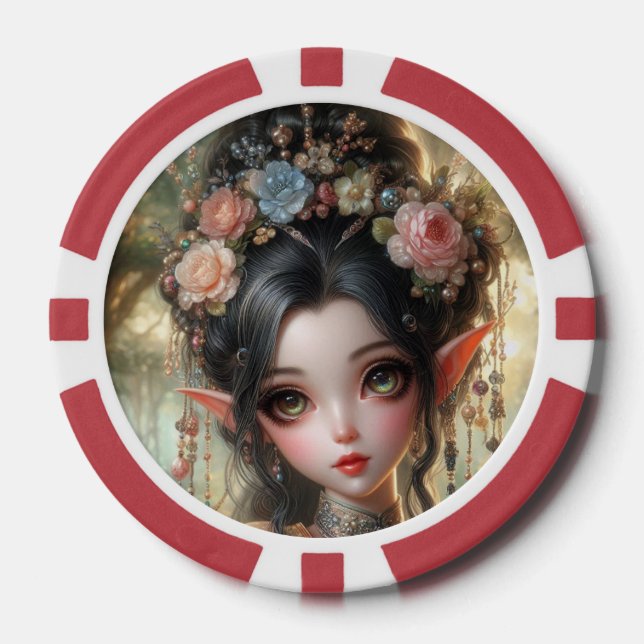 Oriental Elven Playing Cards Poker Chips (Front)