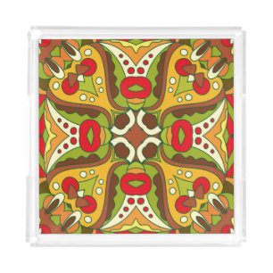 Oriental Ethnic Style Seamless Pattern Acrylic Tray