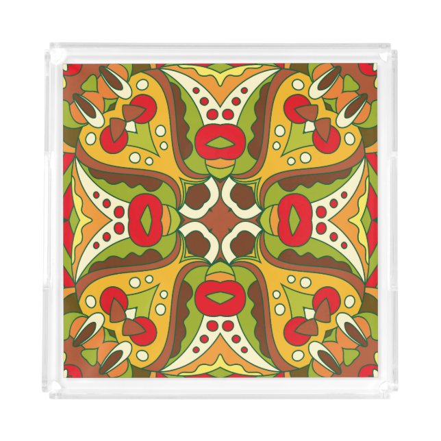 Oriental Ethnic Style Seamless Pattern Acrylic Tray (Front)