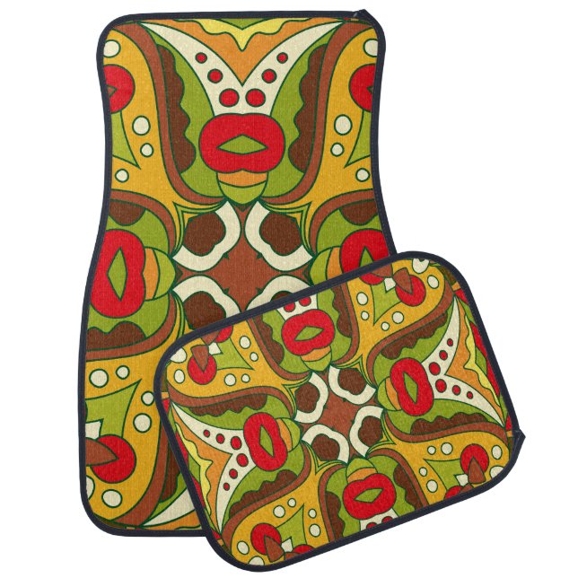 Oriental Ethnic Style Seamless Pattern Car Floor Mat (Set)