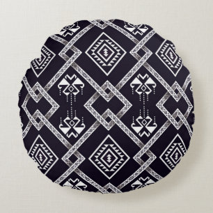 Oriental ethnic, traditional seamless background. round pillow