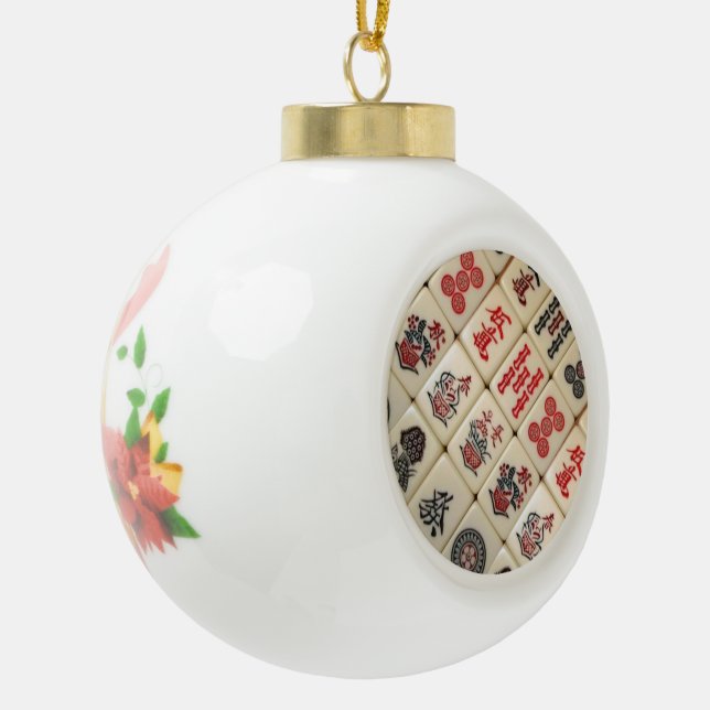 Oriental expression ceramic ball christmas ornament (Left)