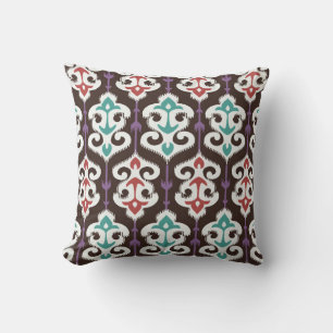 Oriental fabric ornament seamless pattern throw pillow