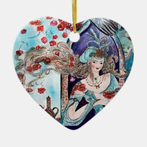 ORIENTAL FAIRY TALE Blue Sapphire Heart Ceramic Ornament