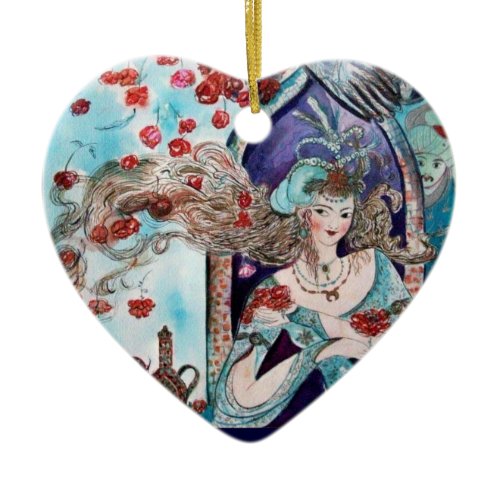 ORIENTAL FAIRY TALE Blue Sapphire Heart Ceramic Ornament