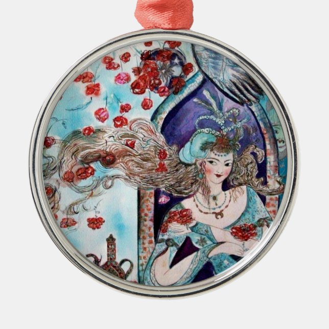 ORIENTAL FAIRY TALE Blue Sapphire Metal Ornament (Front)