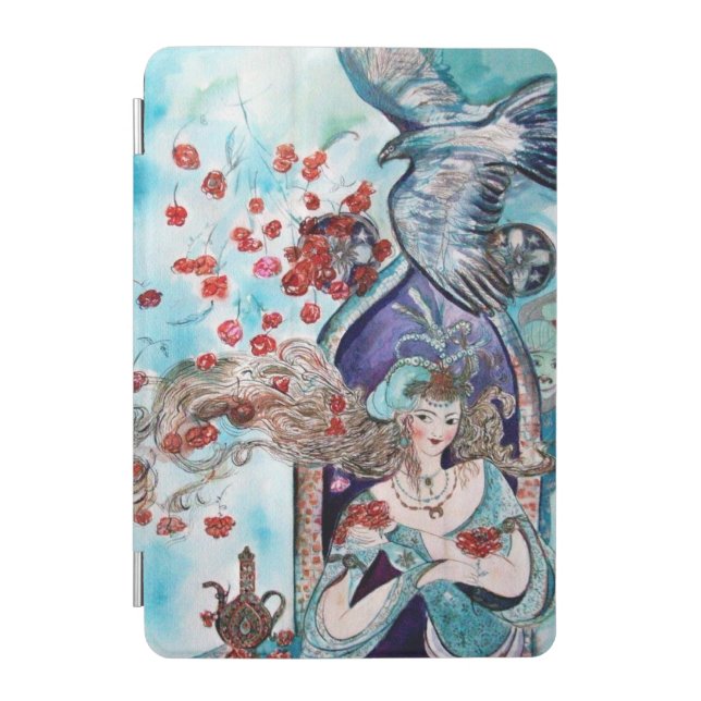 ORIENTAL FAIRY TALE / PRINCESS,RED ROSES AND HAWK iPad MINI COVER (Front)