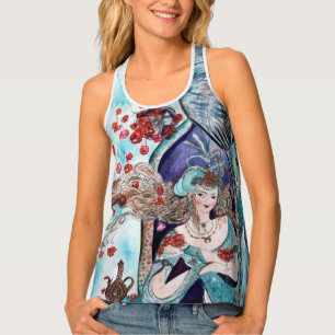 ORIENTAL FAIRY TALE / PRINCESS,RED ROSES AND HAWK TANK TOP