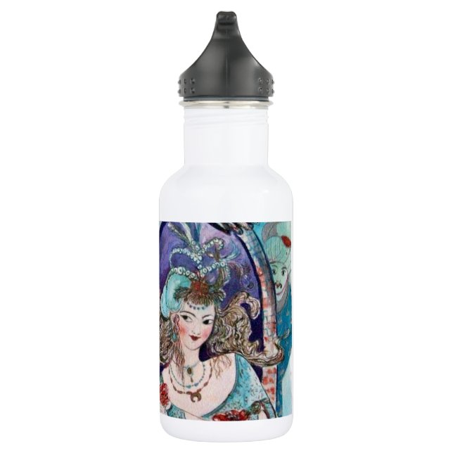 ORIENTAL FAIRY TALE / PRINCESS,RED ROSES AND HAWK WATER BOTTLE (Right)