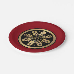 Oriental Faux Gold Japan Inoue Mon Vector Art Paper Plates