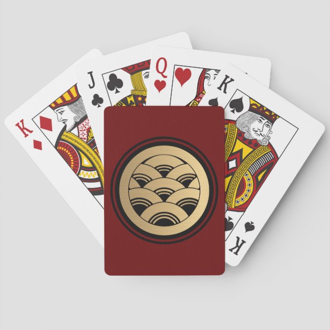 Oriental Faux Gold Japan Kamon Waves Vector Art Poker Cards (Back)