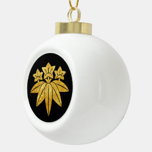 Oriental Faux Gold Kamakura Minamoto Japan Mon Art Ceramic Ball Christmas Ornament