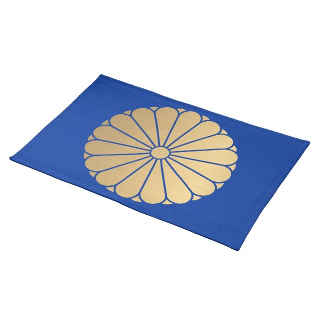 Oriental Faux Gold Kiku Chrysanthemum Mon Art Cloth Placemat (On Table)