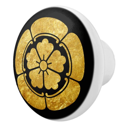 Oriental Faux Gold Oda Japan Mon Oriental Art Ceramic Knob