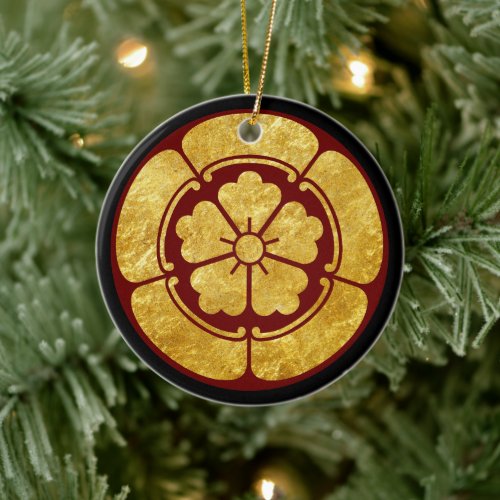 Oriental Faux Gold Oda Japan Mon Vector Art Ceramic Ornament