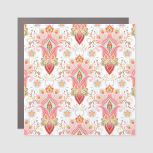 Oriental Flair: Damask Peacock Paisley Car Magnet