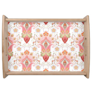Oriental Flair: Damask Peacock Paisley Serving Tray