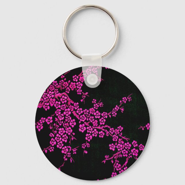Oriental floral cherry blossoms japanese keychain (Front)
