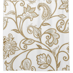 Oriental Floral: Flourish Tiled Ethnic. Shower Curtain