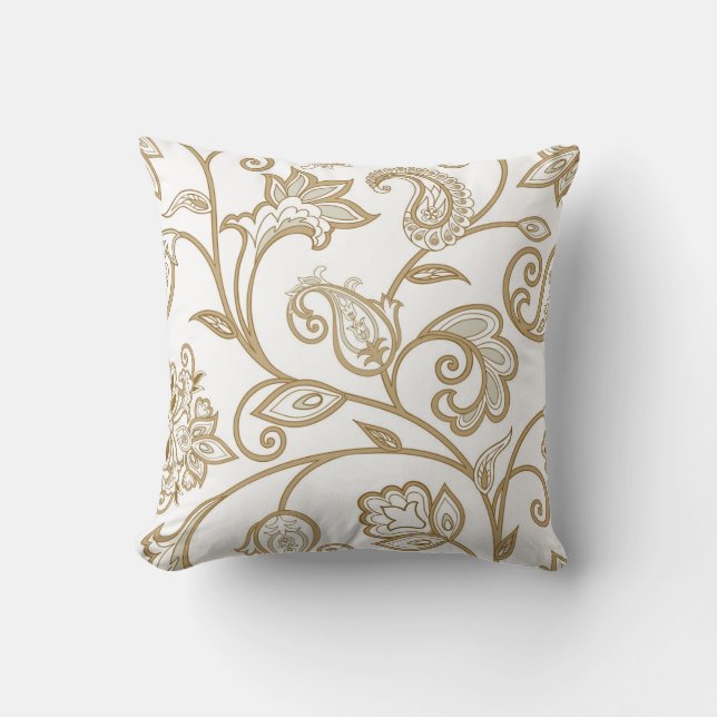 Oriental Floral: Flourish Tiled Ethnic. Throw Pillow (Front)