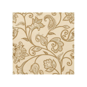 Oriental Floral: Flourish Tiled Ethnic. Wood Wall Art
