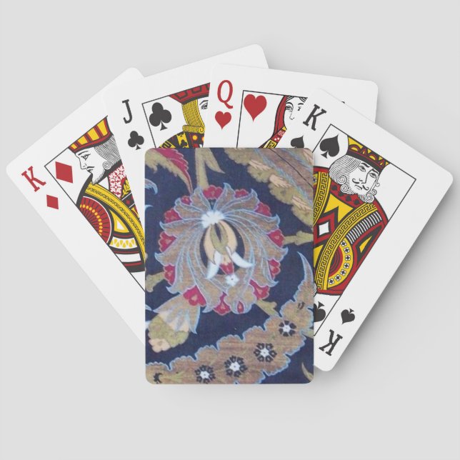 ORIENTAL FLORAL ,GREEN BLACK BLUE DAMASK FLOWERS  POKER CARDS (Back)
