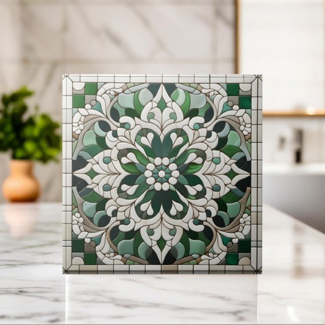 Oriental Floral Mosaic Ornament Ceramic Tile (Creator Uploaded)