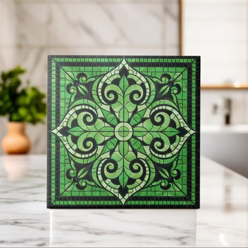 Oriental Floral Mosaic Ornament Ceramic Tile