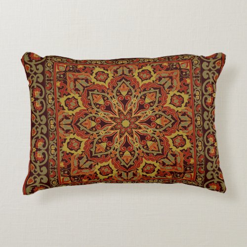 Oriental floral ornament with frame Pattern Accent Pillow
