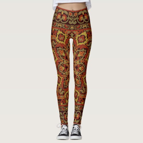 Oriental floral ornament with frame Pattern Leggings