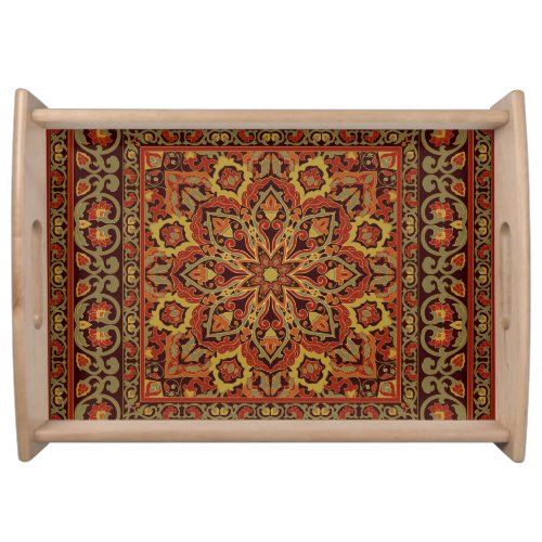 Oriental floral ornament with frame Pattern Serving Tray
