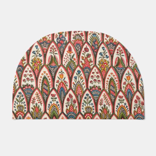 ORIENTAL FLORAL PATTERN Colorful Flowers and Leave Doormat