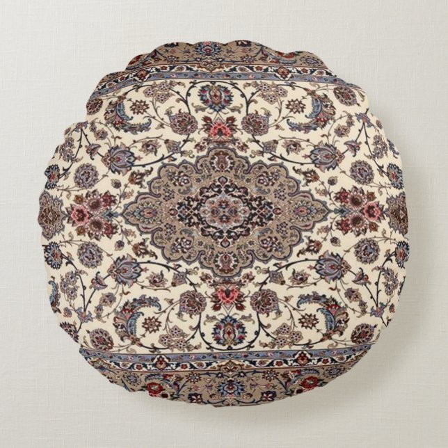 Oriental Floral Persian Carpet Pattern Round Pillow (Front)