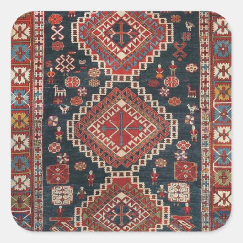 Oriental Floral  Persian  Karbistan Carpet Square Sticker