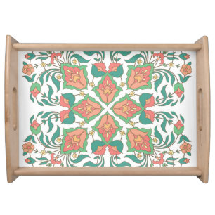 Oriental Floral Vintage Design Serving Tray